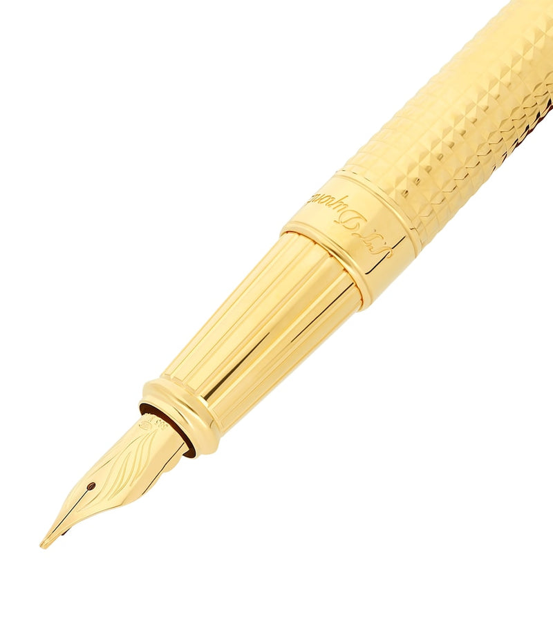 S.T. Dupont fountain pen with diamond-point guilloche and 14-carat gold nib (British brand)