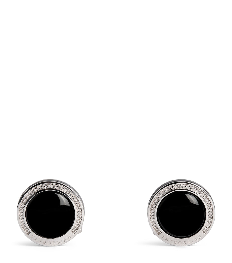 Tateossian sterling silver onyx cufflinks, UK version