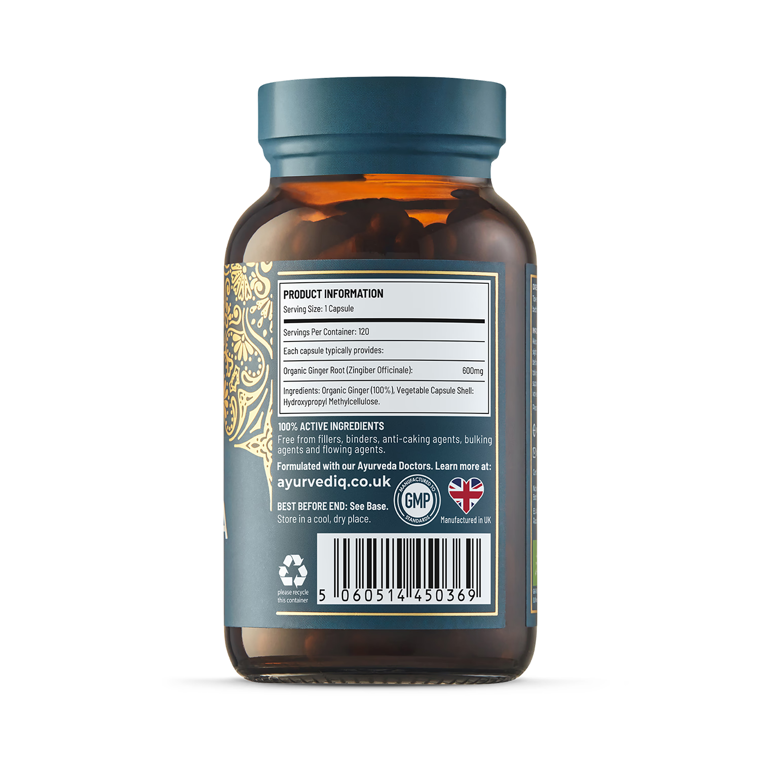 Ayurvediq organic ginger capsules 120 count (British brand)