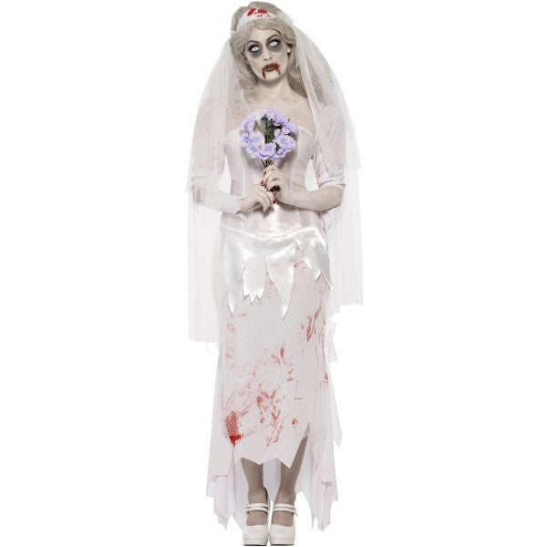 Smiffys Zombie Bride costume dress veil bouquet, imported from the UK