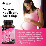 New Leaf folic acid 400mcg tablets 120 count, imported from the UK