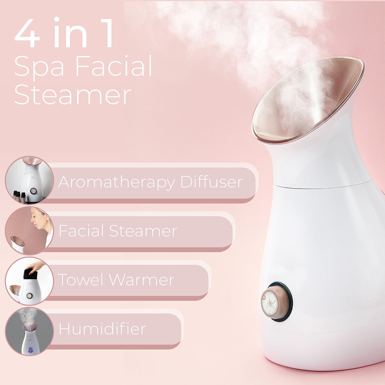 Stylpro 4-in-1 facial steamer rose gold, UK version