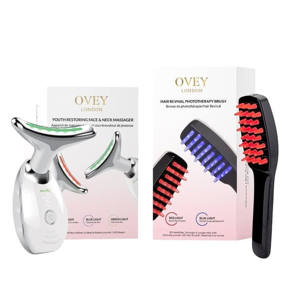 جهاز Ovey لتدليك الوجه والشعر بتقنية LED، إصدار المملكة المتحدة