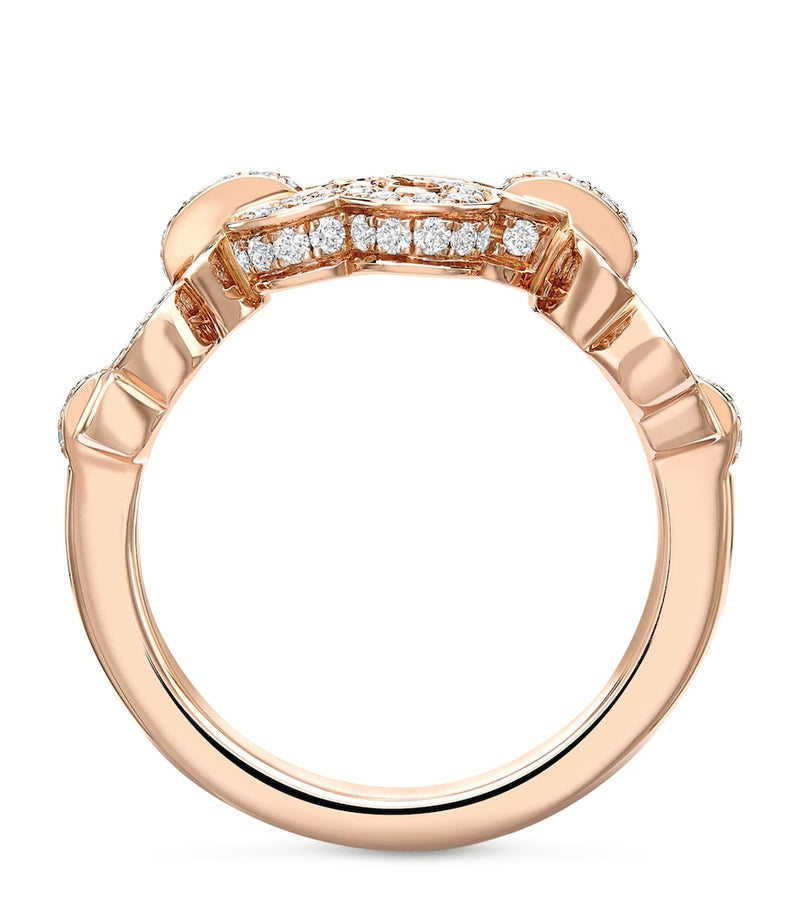 Boodles Blossom triple-motif ring rose gold diamonds - British product
