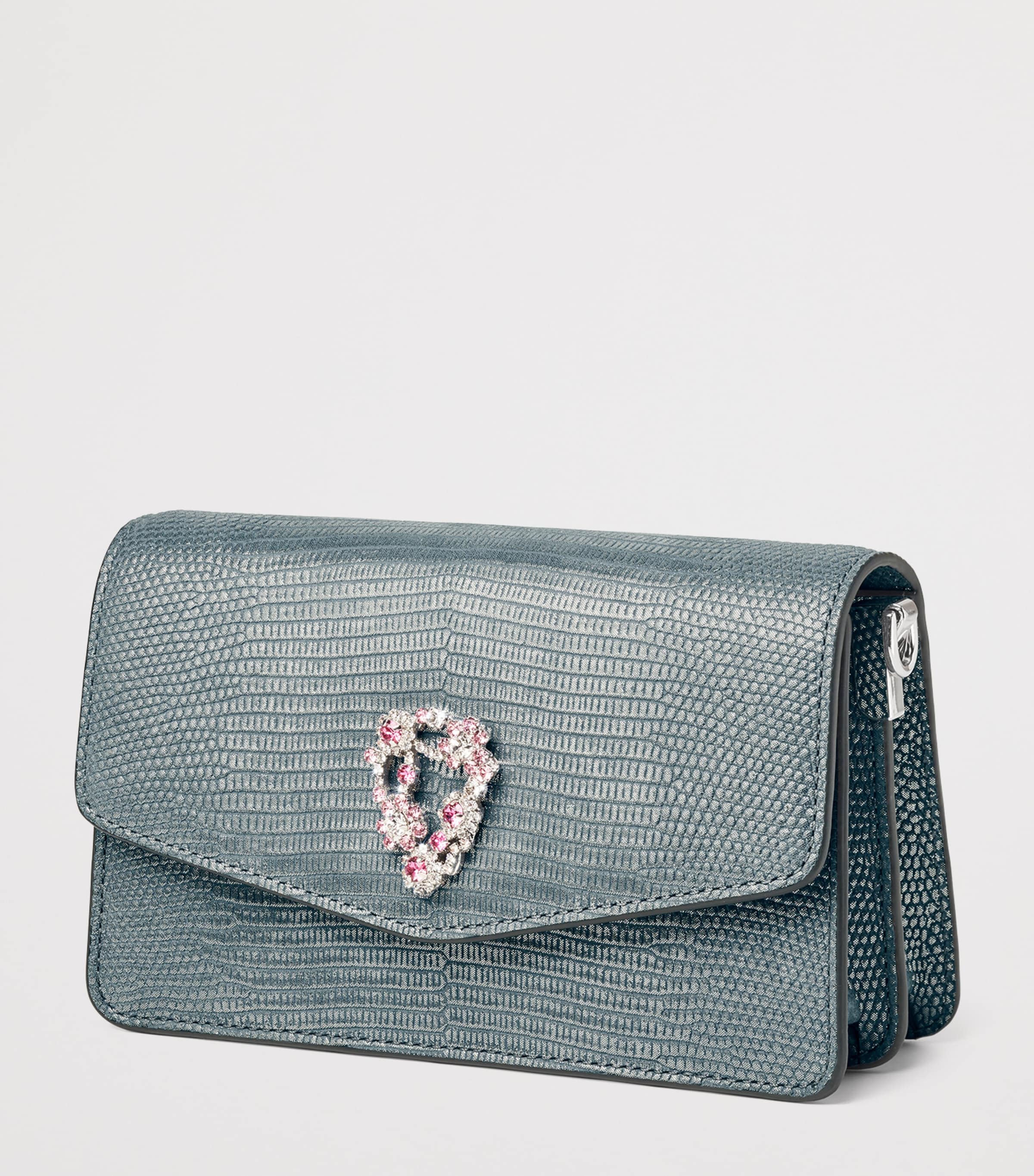 Aspinal of London snakeskin-embossed leather Eliza clutch bag, UK version