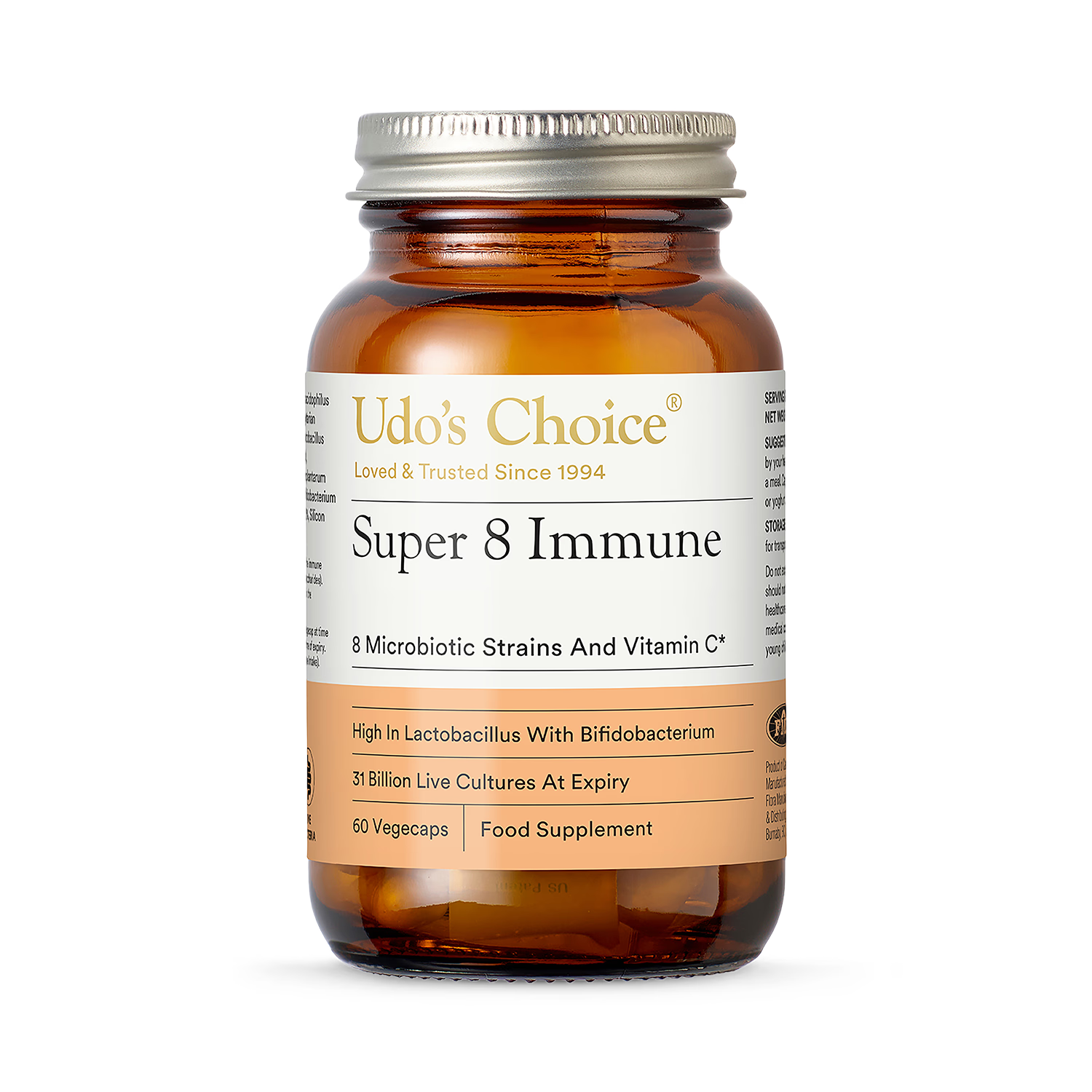 Udo's Choice Super 8 Immune probiotic 60 capsules, imported from the UK