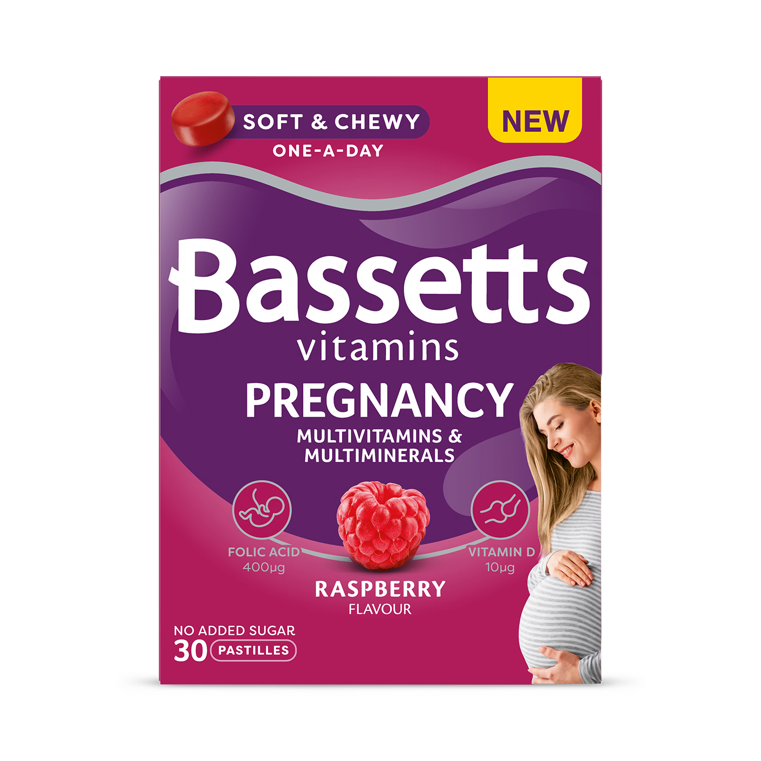 Bassetts Pregnancy Multivitamins Raspberry 30 Pastilles - British product