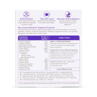 Holland & Barrett Vitabiotics Wellzyme 15 Enzyme Formula Digestive Support 60 Capsules- Buy online at McGrocer
