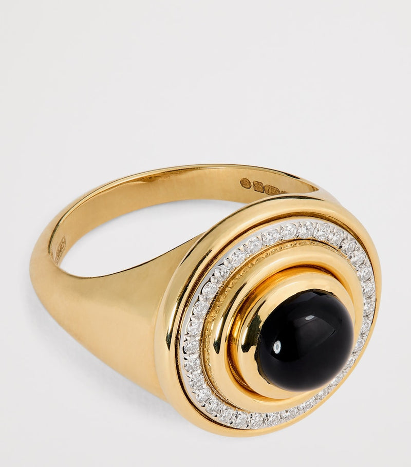 L'Atelier Nawbar Mimette signet pinky ring 18kt yellow gold with diamonds - British product