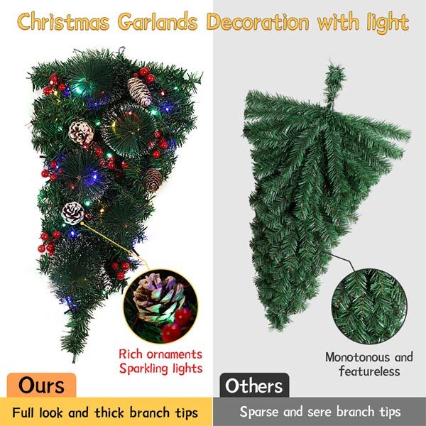 Livingandhome Christmas teardrop swag with lights 60cm, UK version
