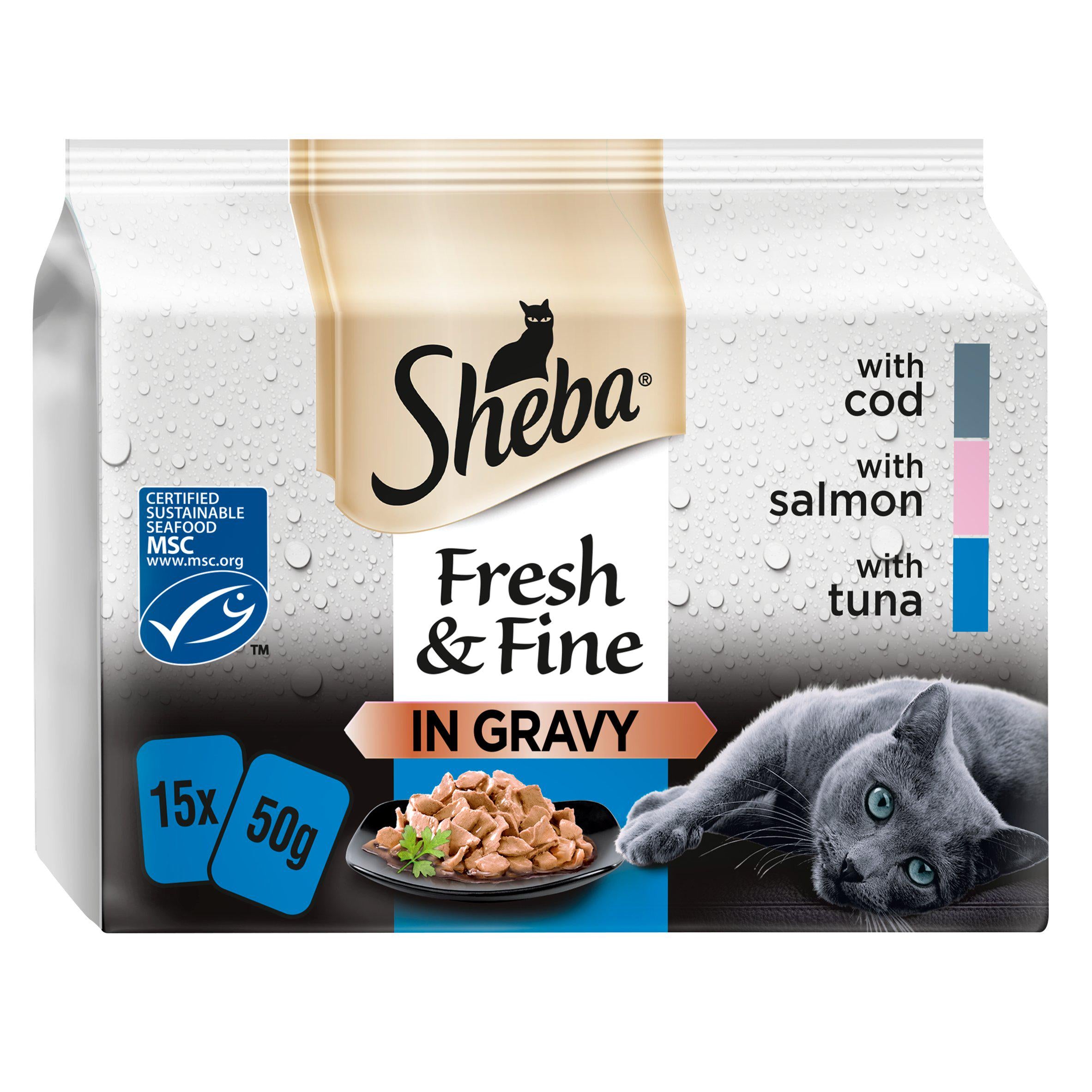 Sheba Fresh Choice Cat Food Pouches Fish in Gravy 15 x 50g GOODS Sainsburys   