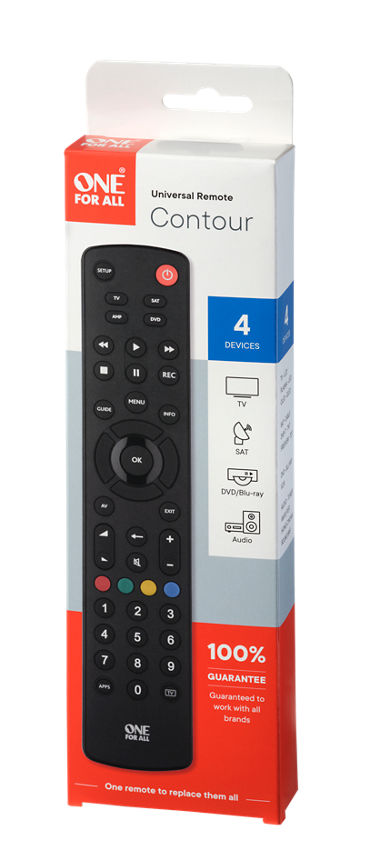 One For All Contour Universal 4in1 TV Remote Control - URC1240