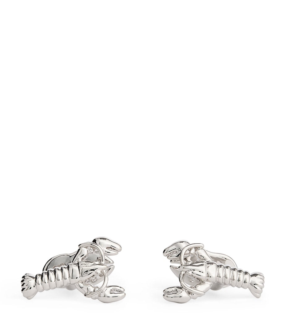 Babette Wasserman rhodium-plated lobster cufflinks H2.2cm x W1.2cm, imported from the UK