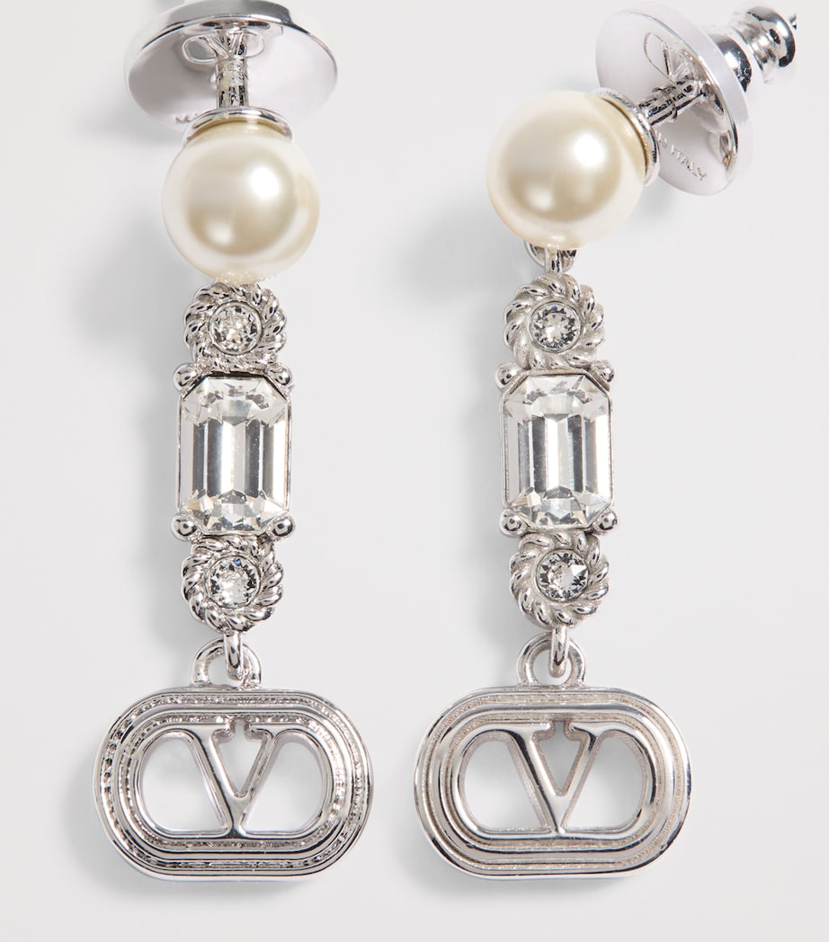 Valentino Garavani VLogo crystal ovalette earrings (British brand)