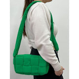 SVNX soft woven shoulder bag in green, imported from the UK