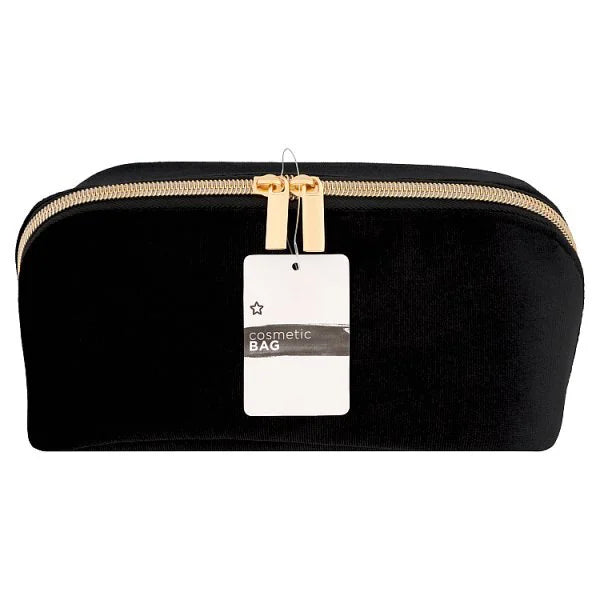 DNR Superdrug black velvet cosmetic bag - British product