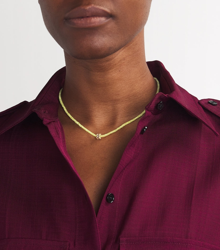 Suzanne Kalan yellow gold diamond chrysoberyl beaded necklace - British product