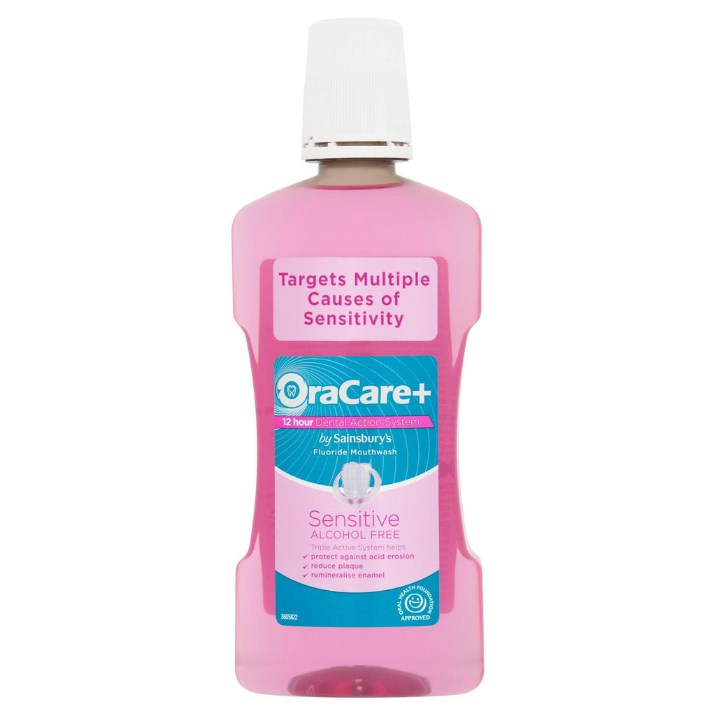 OraCare+ Sensitive Alcohol Free Fluoride Mouthwash 500ml