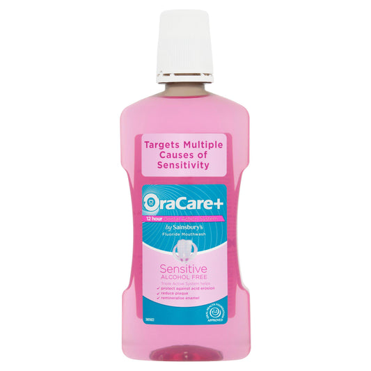 OraCare+ Sensitive Alcohol Free Fluoride Mouthwash 500ml mouthwash Sainsburys   