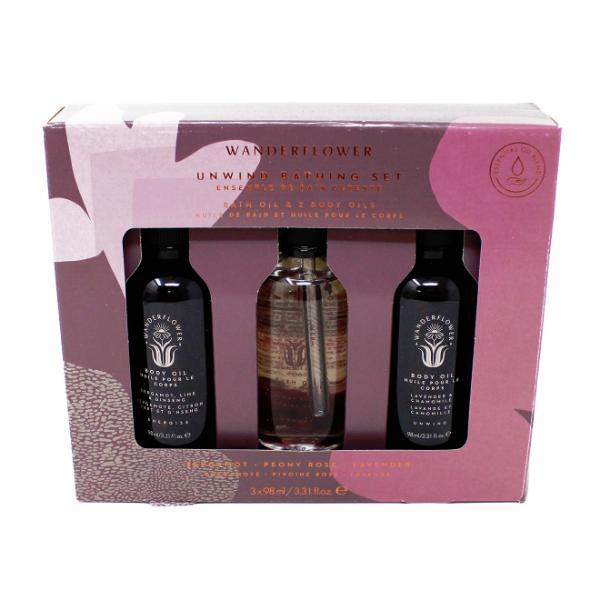 Wanderflower Unwind Bath Set 98ml oils, imported from the UK