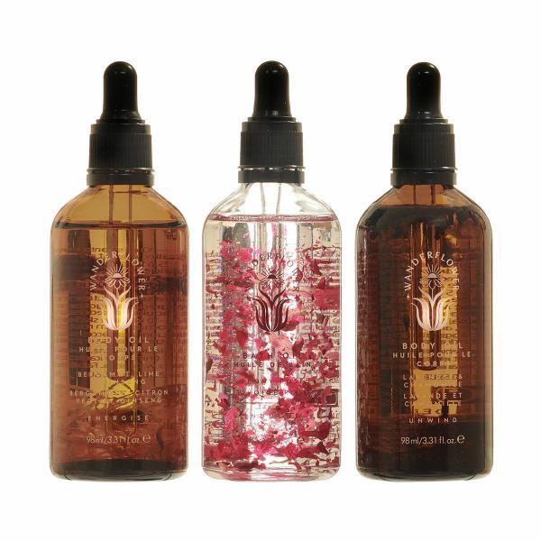 Wanderflower Unwind Bath Set 98ml oils, imported from the UK