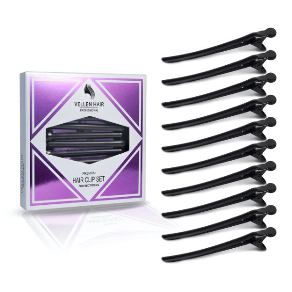 Vellen black sectioning clips 10 pack, imported from the UK