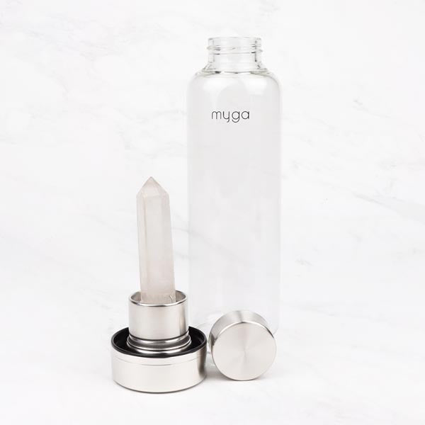 Myga clear quartz crystal glass water bottle - British product