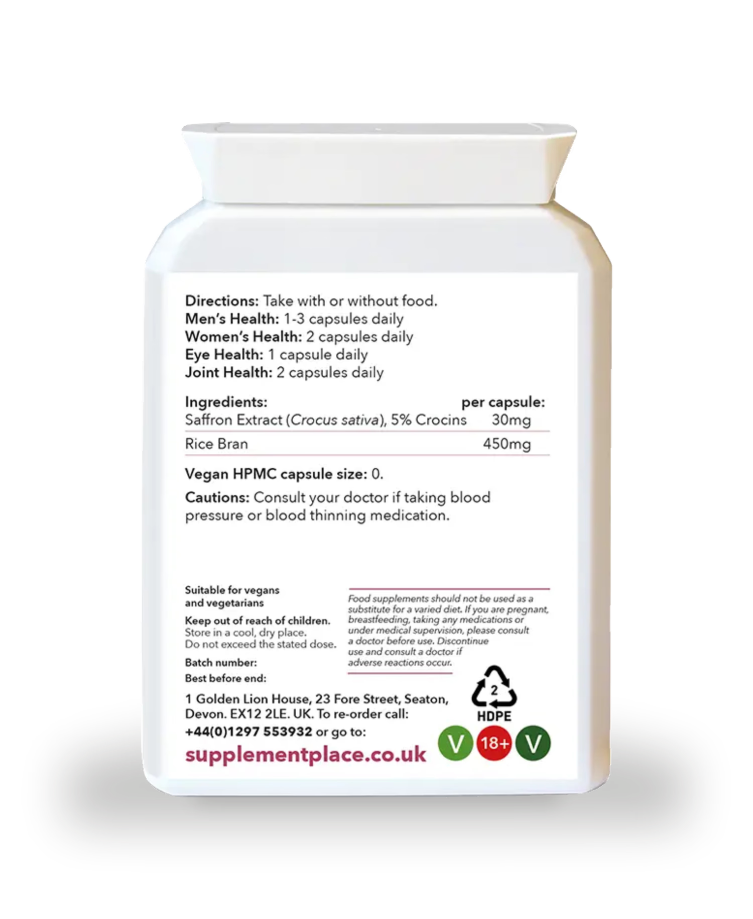 Supplement Place saffron extract 30mg 5% crocins 60 capsules - British product