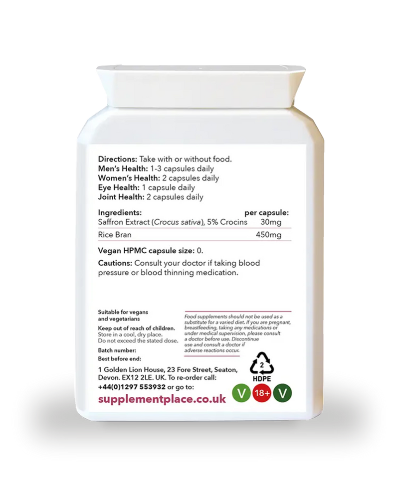 Supplement Place saffron extract 30mg 5% crocins 60 capsules - British product