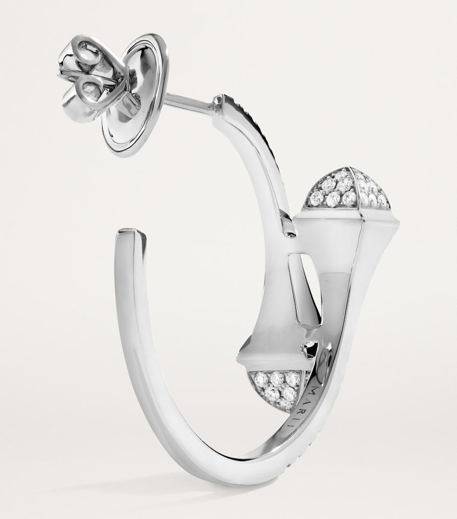 Marli New York small white gold diamond Cleo hoop earrings, UK version