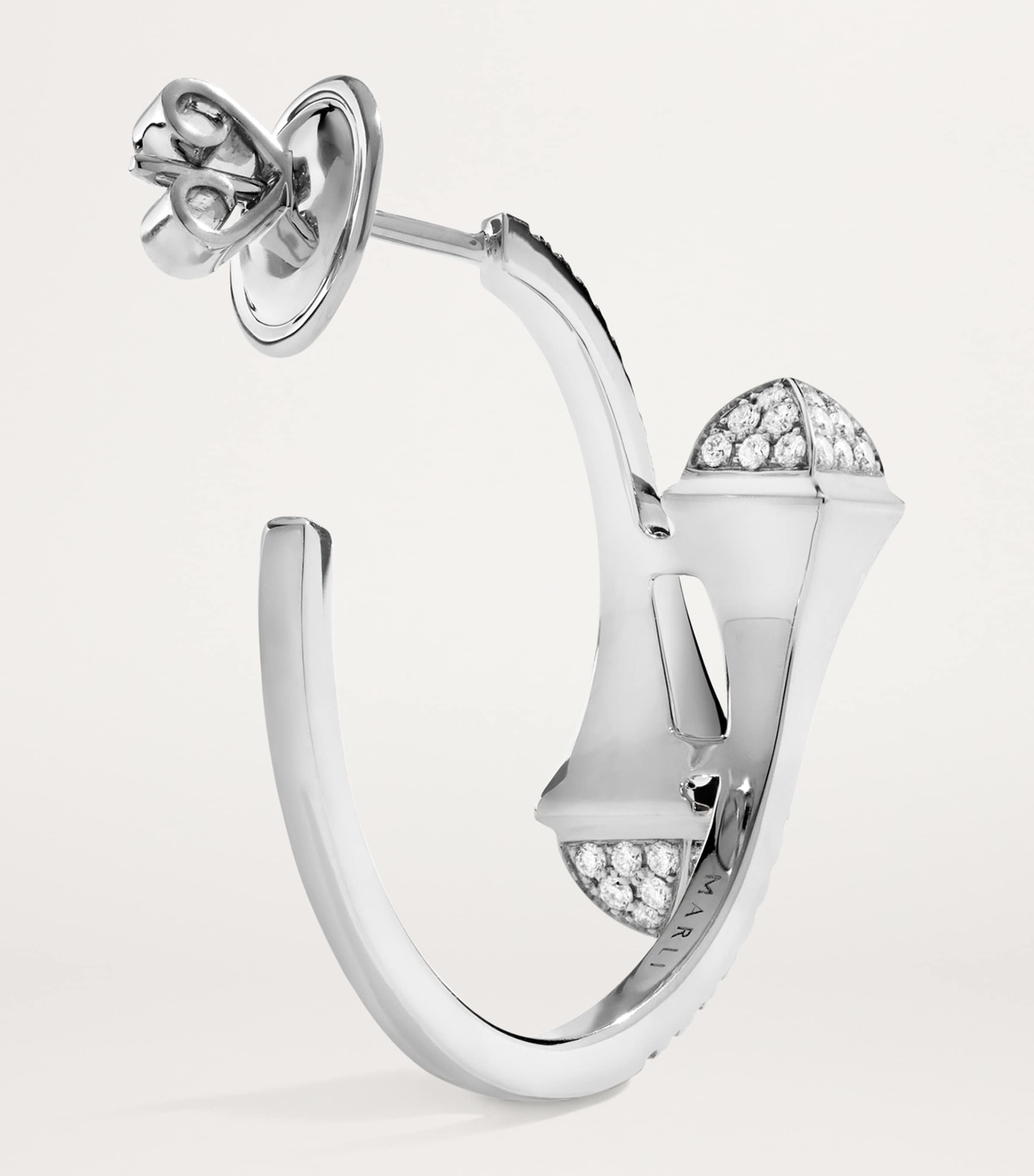 Marli New York small white gold diamond Cleo hoop earrings, UK version