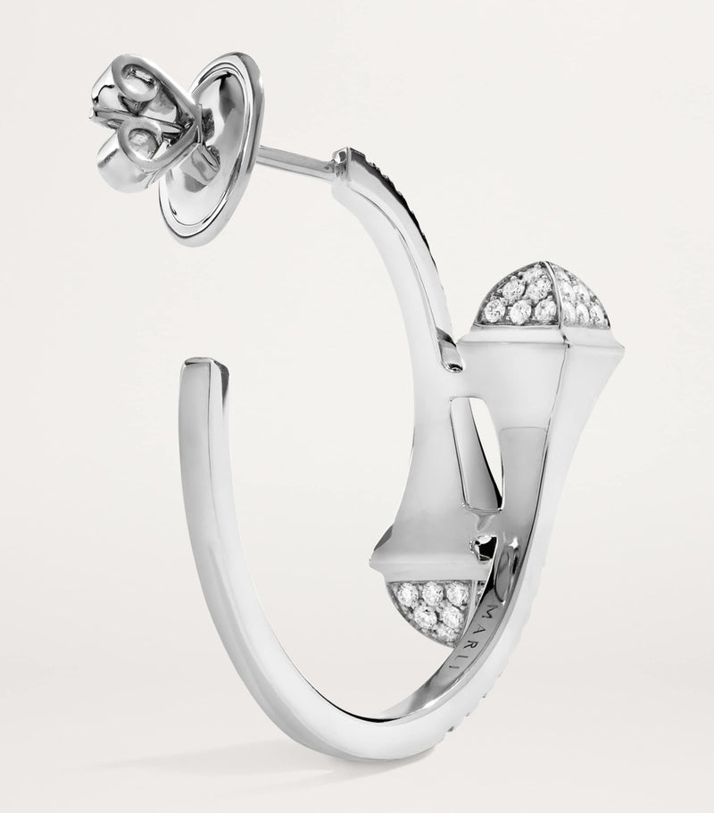 Marli New York small white gold diamond Cleo hoop earrings, UK version