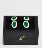 Deakin & Francis sterling silver cufflinks with green enamel - British product