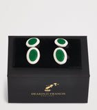 Deakin & Francis sterling silver cufflinks with green enamel - British product