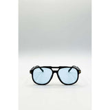 SVNX oversized navigator sunglasses black blue lenses (British brand)