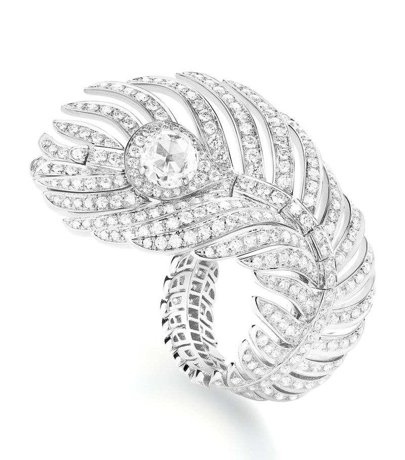 Boucheron Plume de Paon white gold diamond ring (British brand)
