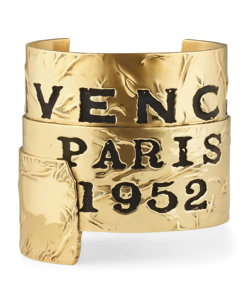 Givenchy tape cuff bracelet distressed brass Paris 1952, imported from the UK