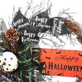 Livingandhome Halloween wreath with bows 60cm, imported from the UK