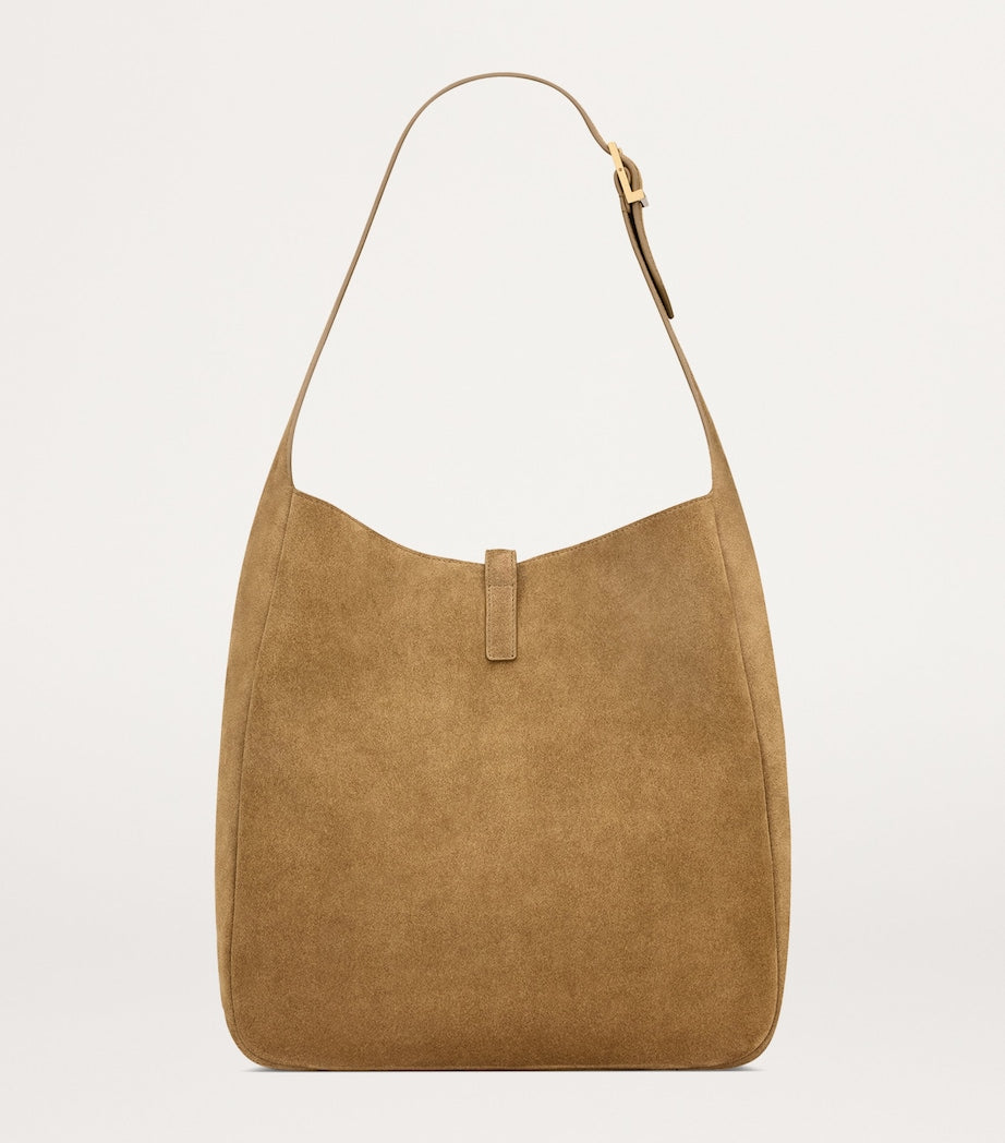 Saint Laurent suede shoulder bag with YSL monogram, UK version