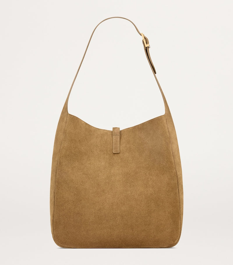 Saint Laurent suede shoulder bag with YSL monogram, UK version