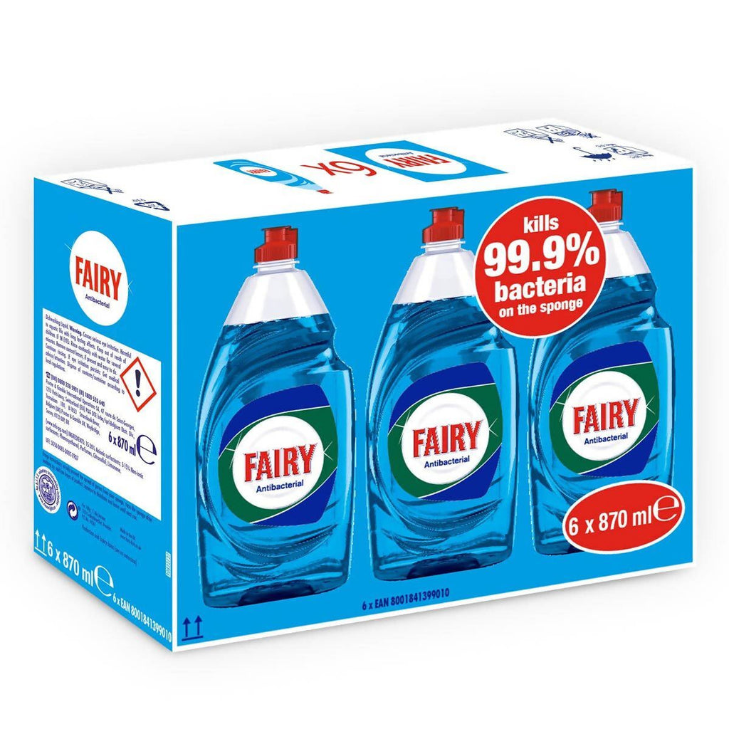 Fairy Anti-Bacterial Washing Up Liquid with Eucalyptus, 6 x 870ml