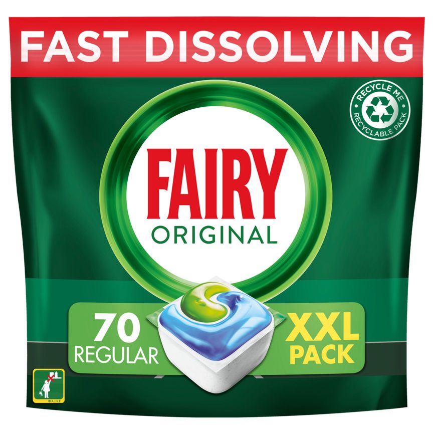 Fairy Original All In One Dishwasher Tablets Regular, 70 Capsules