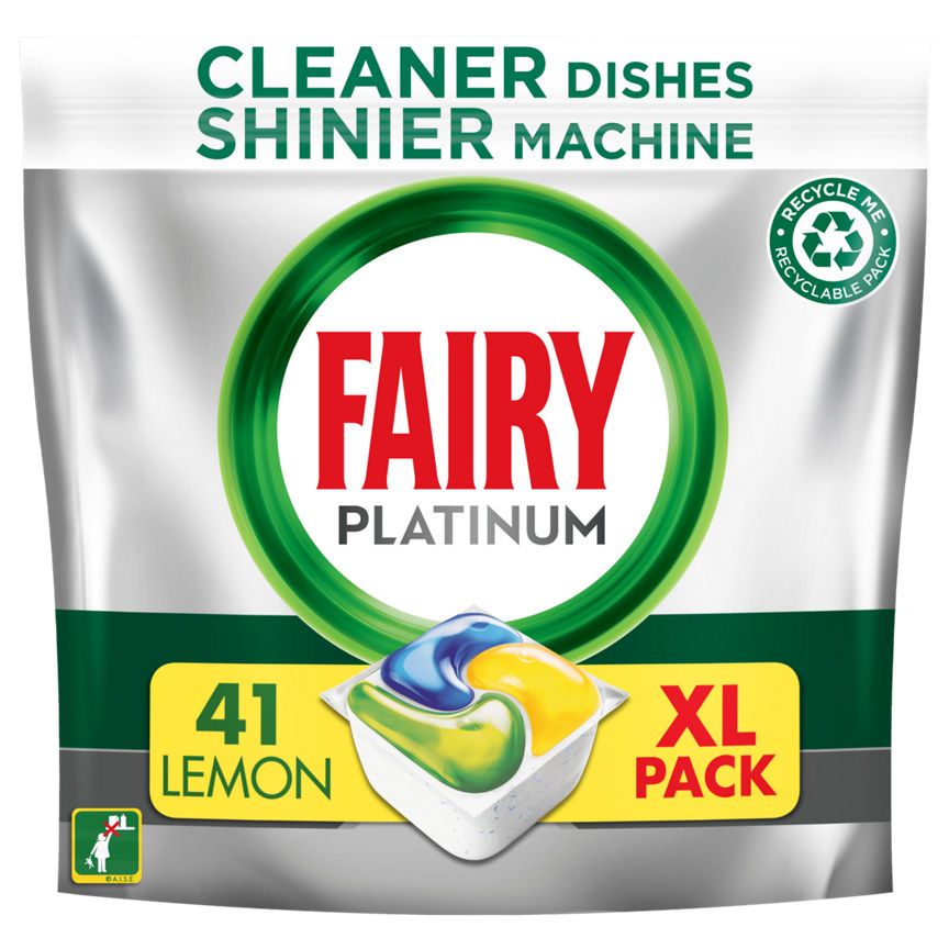 Fairy Platinum All In One Dishwasher Tablets Lemon, 41 Capsules