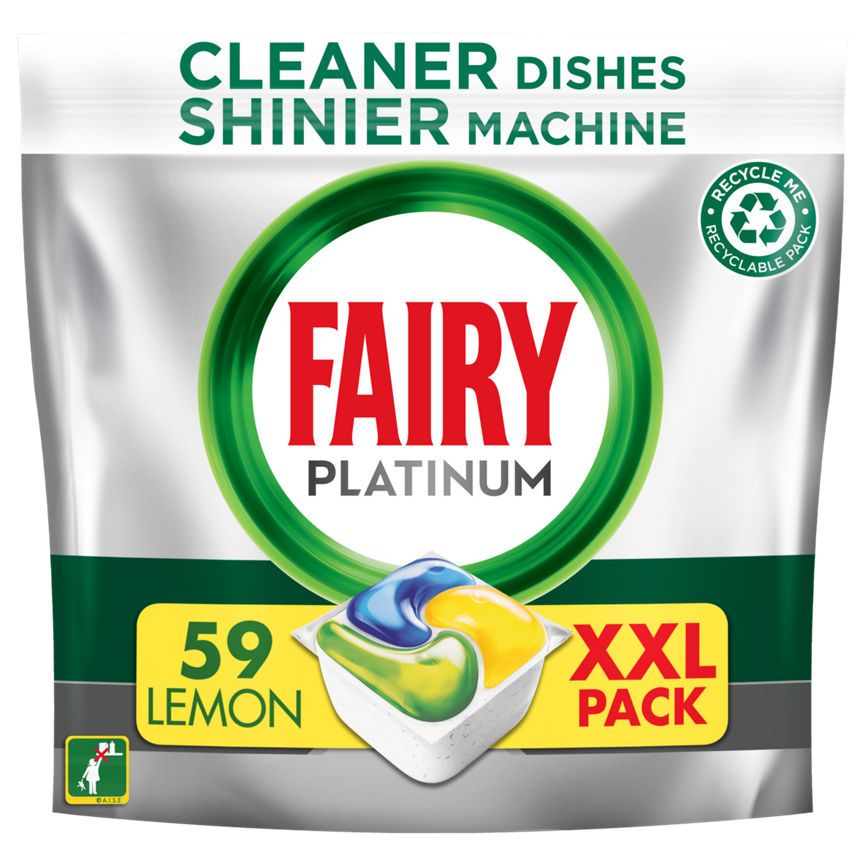 Fairy Platinum All In One Dishwasher Tablets Lemon, 59 Capsules