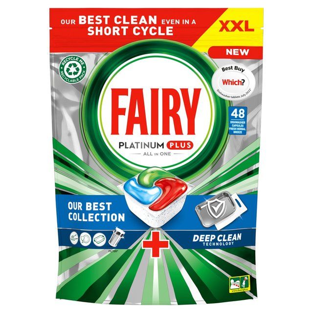 Fairy Platinum Plus Deep Clean Dishwasher Tablets Deep Clean   48 per pack