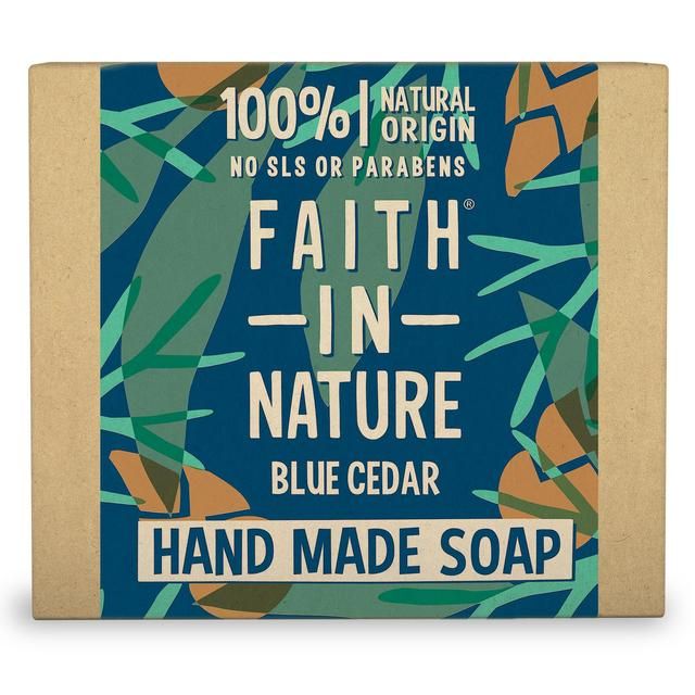 Faith in Nature Blue Cedar Pure Hand Made Soap Bar   100g