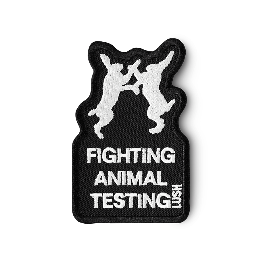 Iron-on patch Fighting Animal Testing 10cm x 6.5cm - British product
