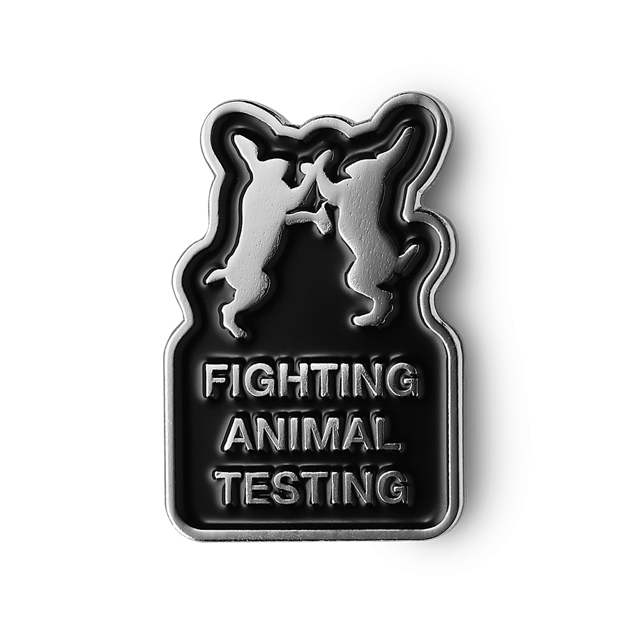 Animal rights pin badge 19.5mm x 30mm, imported from the UK