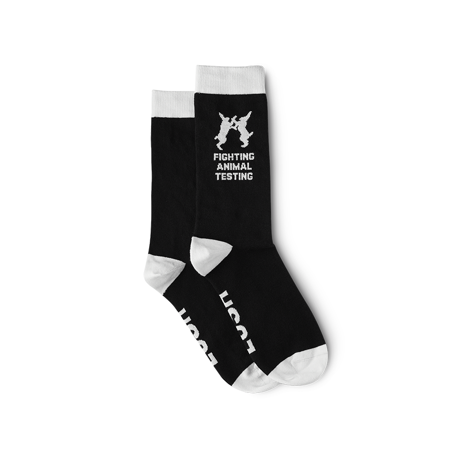 Organic cotton socks fighting animal testing, UK version