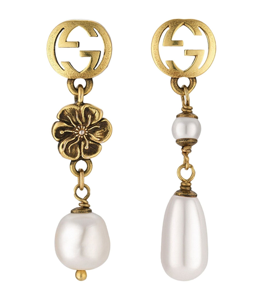 Faux Pearl Interlocking G Earrings